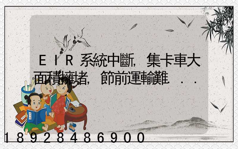 EIR系統中斷,集卡車大面積擁堵,節前運輸難...