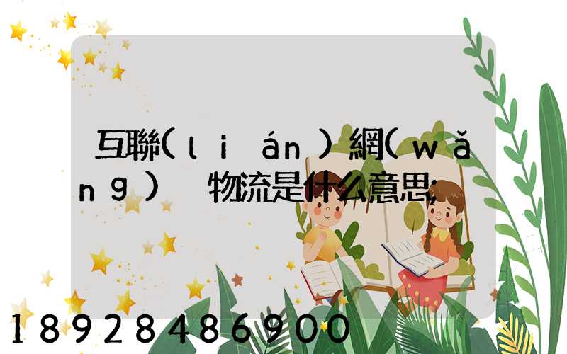 互聯(lián)網(wǎng)+物流是什么意思