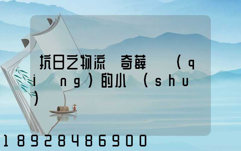 抗日之物流傳奇薛劍強(qiáng)的小說(shuō)