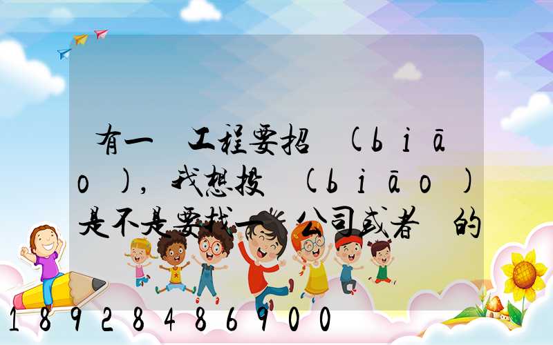 有一個工程要招標(biāo),我想投標(biāo)是不是要找一個公司或者別的去投標(biāo)流程改...
