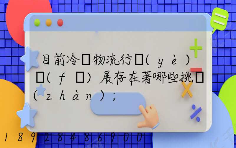 目前冷鏈物流行業(yè)發(fā)展存在著哪些挑戰(zhàn)