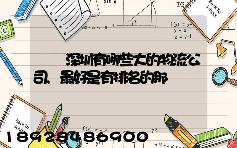 請問深圳有哪些大的物流公司,最好是有排名的那種