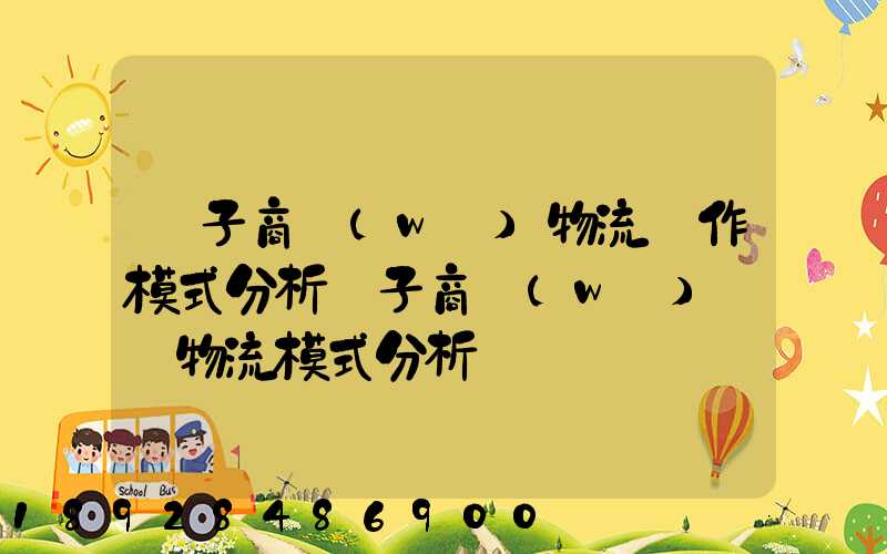 電子商務(wù)物流運作模式分析電子商務(wù)倉儲物流模式分析